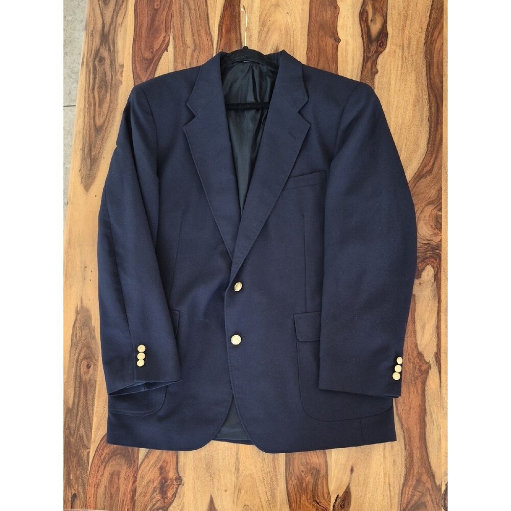 David Taylor, Vtg. Wool Blazer With Gold Tone Buttons Sz 44 Long
